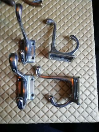 4 x old Vintage chrome hooks 3