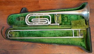 Vintage Buescher Tenor Trombone W/ Trigger 2 Bores.  508 &.  520 Case