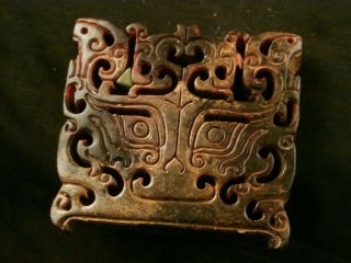 Unusual Chinese Old Jade Hand Carved Amulet Mask Pendant P228