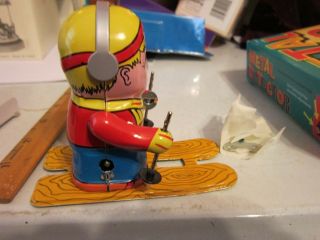 Vintage Red China Shanghai Skier Wind - up Tin Toy MS276 5