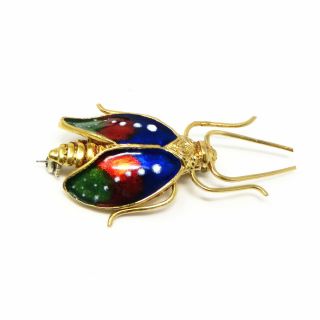 Nyjewel 18k Yellow Gold Estate Antique Enamel Beetle Insect Pin Brooch 8.  7 Grams