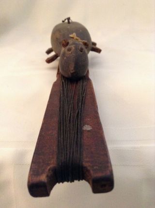 RARE ANTIQUE FOLK ART BABY BEAVER ICE FISHING DECOY AND JIG STICK 8