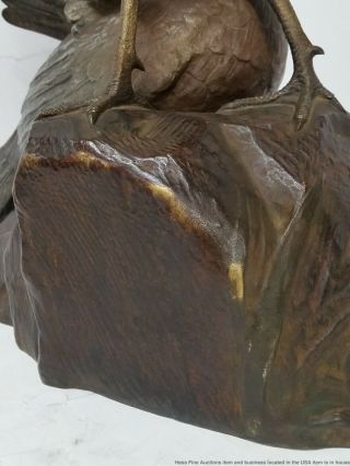 Antique Russian Art Deco 32in Georges Lavroff Pheasant Bronze Sculpture Statue 9