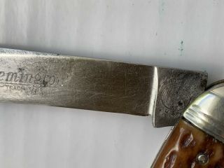 Vintage Remington UMC Toothpick R1613 Jigged Bone Fisherman ' s Knife Etched Blade 3