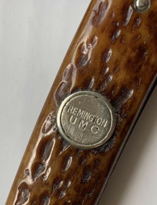 Vintage Remington UMC Toothpick R1613 Jigged Bone Fisherman ' s Knife Etched Blade 4