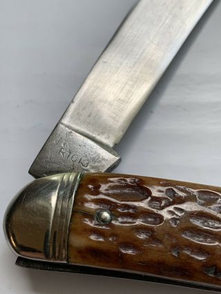 Vintage Remington UMC Toothpick R1613 Jigged Bone Fisherman ' s Knife Etched Blade 7