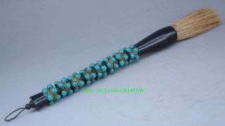 Vintage Rare Red Turquoise Beads Handwork Carved Big Writing Brush D02