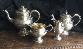 Lovely Ornate Italian 800 Solid Silver 4pc Tea & Coffee Set Estate Find