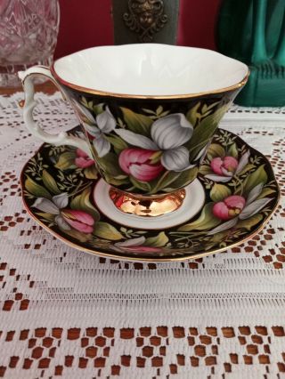 ROYAL ALBERT tea cup and saucer LADY SLIPPER provincial flower chintz teacup 6