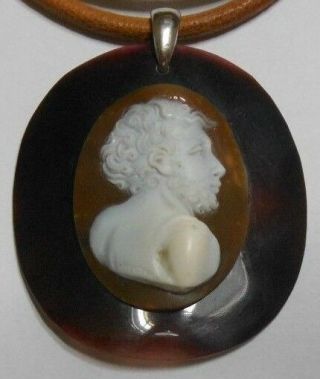 Roman Faunus - Neoclassical Hand - Engraved Cameo,  Signed Aversano - Made In Italy