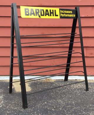 Vintage Bardahl Motor Oil Garage Service Station Can Display Stand Up Rack Sign