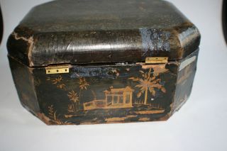 Antique Chinese Wooden Carved Lacquer Gilt Hand Painted Large Box 4