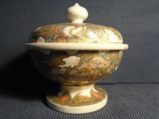 An Antique Japanese Pottery Satsuma Footed Bowl,  Some Damage,  Hl & Staining Etc.