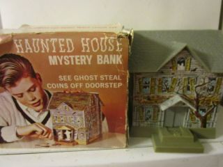 Vintage Haunted House Battery Operated Mystery Bank Tin Litho Toy