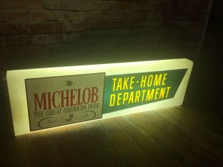 VINTAGE Michelob TAKE HOME DEPARTMENT LIGHTED SIGN 1950s 60’s Neon Products Inc 12
