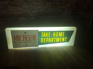 VINTAGE Michelob TAKE HOME DEPARTMENT LIGHTED SIGN 1950s 60’s Neon Products Inc 2