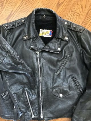 Schott Perfecto Leather Jacket 125 Size 48 W/ Added Biker Studs 1980 