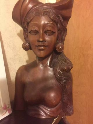 Hand Carved Usa Wood Crafted Goddess Lakshmi Wooden Sculpture Statue Aiws166