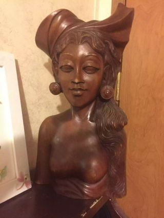 Hand Carved USA Wood Crafted Goddess Lakshmi Wooden Sculpture Statue AIWS166 2