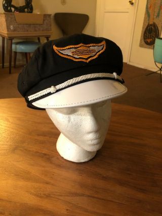 Vintage Harley Davidson Captains Hat Cap Brando Biker