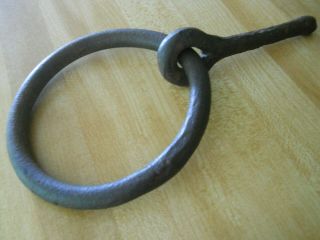 Old Vintage Blacksmith Made Hand Forged Horse Tie Hitching Post Ring 5 " W/peg