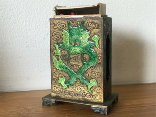 Antique Chinese Cloisonne Champleve Enamelled Match Box Holder Striker