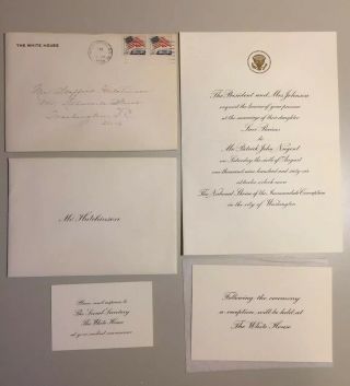 Vintage 1966 Lbj Daughter Luci Wedding White House Invitation Mailing Envelope