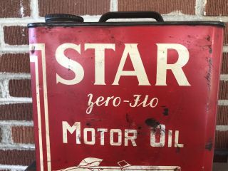 Vtg STAR Motor Oil 2 Gallon Oil Can Car Graphic Whiting Oil Co Clifton Virginia 4
