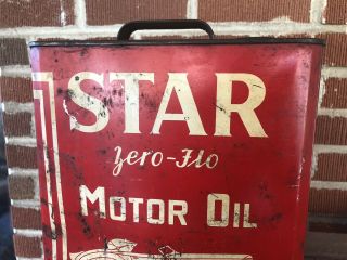 Vtg STAR Motor Oil 2 Gallon Oil Can Car Graphic Whiting Oil Co Clifton Virginia 7