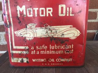 Vtg STAR Motor Oil 2 Gallon Oil Can Car Graphic Whiting Oil Co Clifton Virginia 8