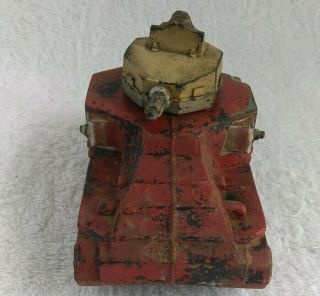 Rare Vintage Sun Rubber 1946 Red Turret Tank USA WWII Boys Toy Collectible 3