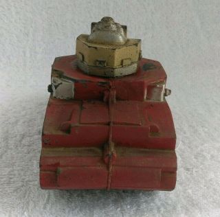 Rare Vintage Sun Rubber 1946 Red Turret Tank USA WWII Boys Toy Collectible 5