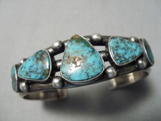 Superlative Vintage Navajo Carico Lake Turquoise Sterling Silver Bracelet Cuff
