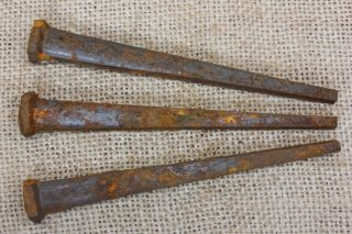 4” Large Spikes Nails 3 Old Rusty Iron Hanger For Vigil Lamp Vintage Crucifixion