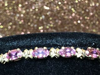 ESTATE VINTAGE 14K GOLD PINK TOURMALINE BRACELET MADE IN MEXICO GEMSTONES 10