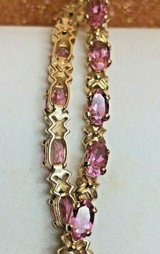 ESTATE VINTAGE 14K GOLD PINK TOURMALINE BRACELET MADE IN MEXICO GEMSTONES 11