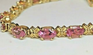 ESTATE VINTAGE 14K GOLD PINK TOURMALINE BRACELET MADE IN MEXICO GEMSTONES 2