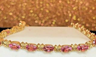 ESTATE VINTAGE 14K GOLD PINK TOURMALINE BRACELET MADE IN MEXICO GEMSTONES 3