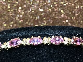 ESTATE VINTAGE 14K GOLD PINK TOURMALINE BRACELET MADE IN MEXICO GEMSTONES 7