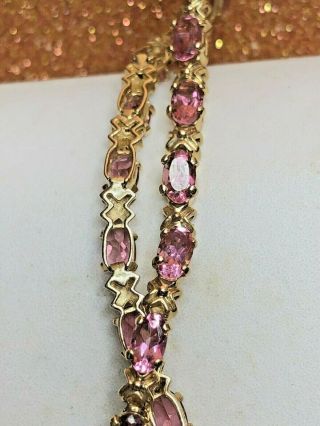 ESTATE VINTAGE 14K GOLD PINK TOURMALINE BRACELET MADE IN MEXICO GEMSTONES 8