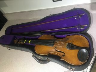 Antique Fritz Mueller Leipzig Germany Violin & E R Hoyer Bows Need Restoration