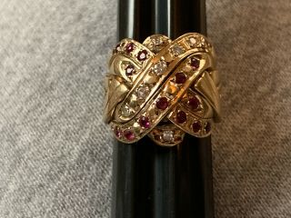 18k Yellow Gold Antique Victorian Diamond And Ruby Ring Size 5