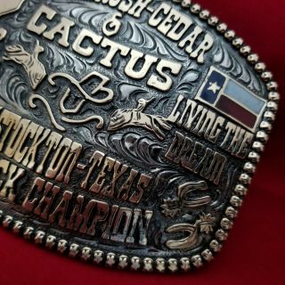 RODEO TROPHY BUCKLE VINTAGE FORT STOCKTON TEXAS BAREBACK RIDING CHAMPION 76 5