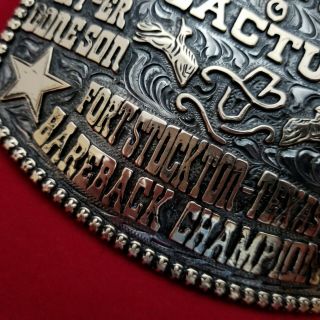 RODEO TROPHY BUCKLE VINTAGE FORT STOCKTON TEXAS BAREBACK RIDING CHAMPION 76 6
