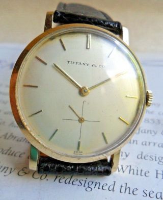 Solid 14k Gold Men ' s 1960 ' s Men ' s Vintage Tiffany & Co.  Swiss Mechanical Watch 7