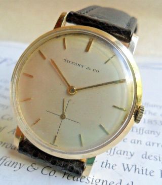 Solid 14k Gold Men ' s 1960 ' s Men ' s Vintage Tiffany & Co.  Swiss Mechanical Watch 8
