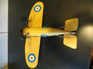 Airplane Biplane Yellow Vintage Collectible Metal Tin Model For Decor 13x12x4