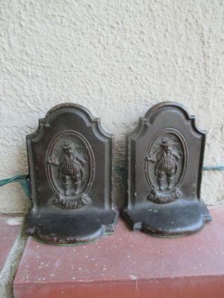 Antique Pair Charles Dickens Tony Weller Small Bronze Finish Bookends