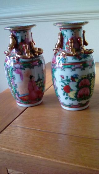 2 X Small Old Chinese Vase 5 Inches Tall