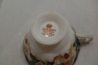 Royal Albert Heirloom Bone China Tea Cup & Saucer England Gold and Cobalt Blue 8